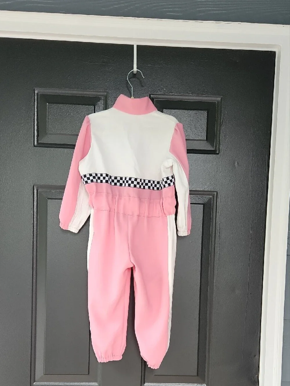 Girls 3T Racing One-Piece Jumpsuit in Pink and White Halloween